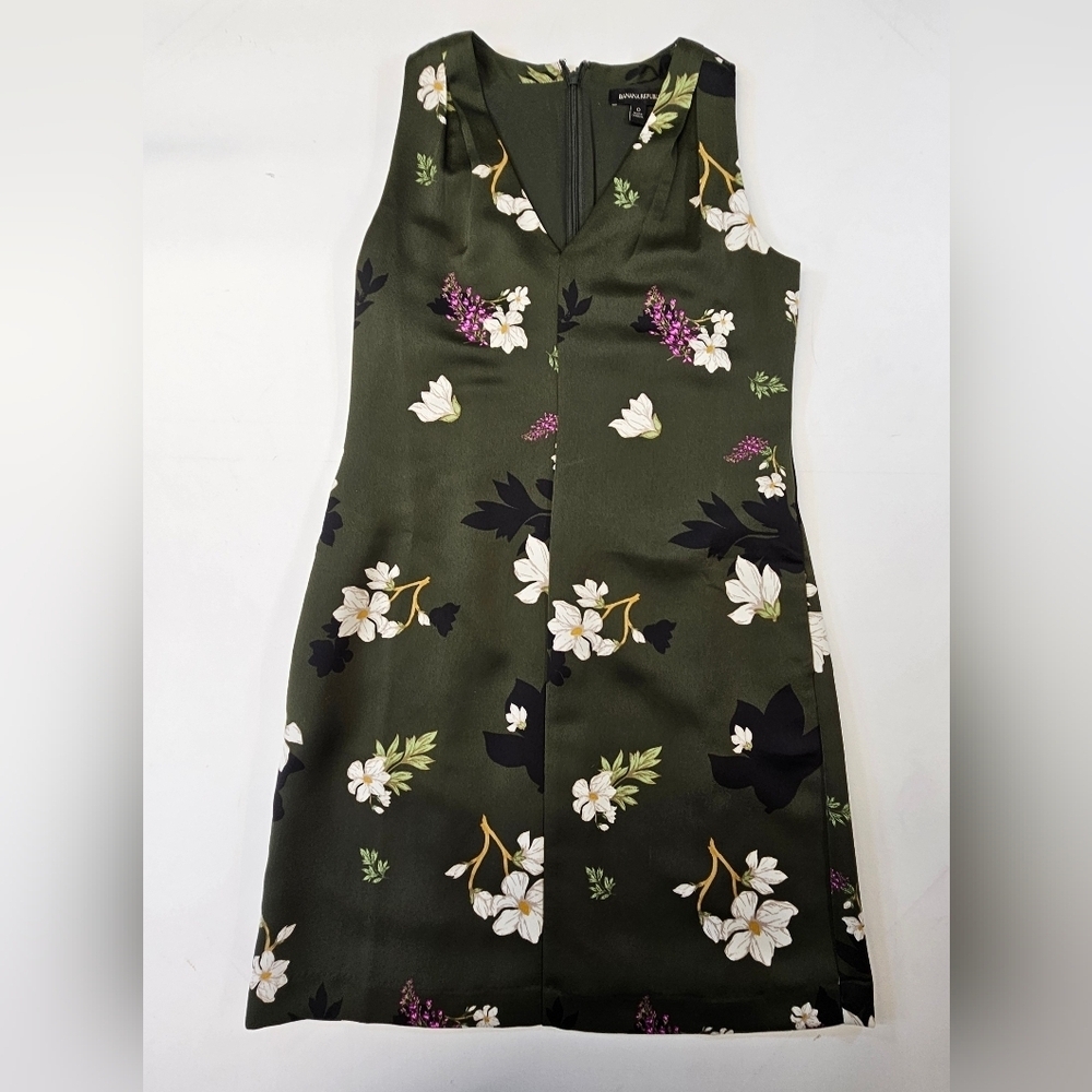Banana Republic Women's Forest Green Floral Asymmetrical Summer Dress Size 0